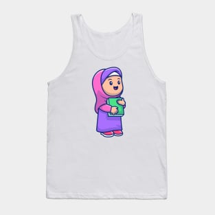 Cute girl moslem holding book Tank Top